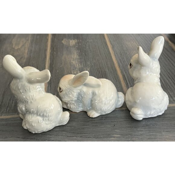 Vintage Goebel W Germany Porcelain Rabbit Figurines Set Of 3 - Picture 6 of 8